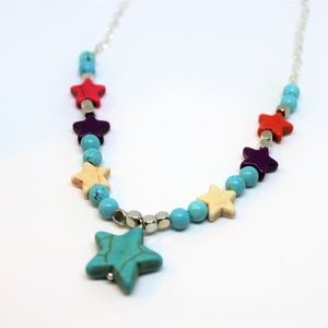 Colorful turquoise star necklace